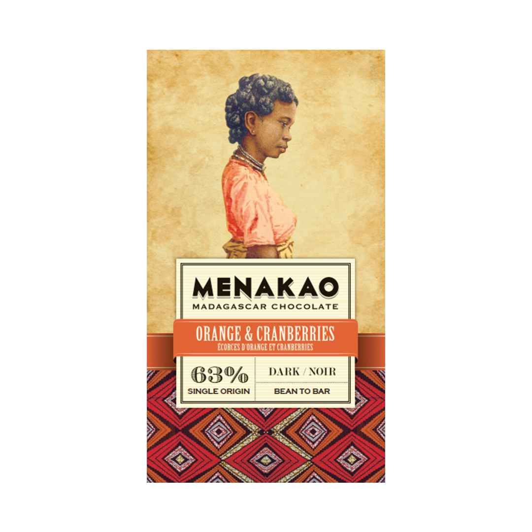 Menakao - Chocolat noir 63% aux canneberges et à l'écorce d'orange