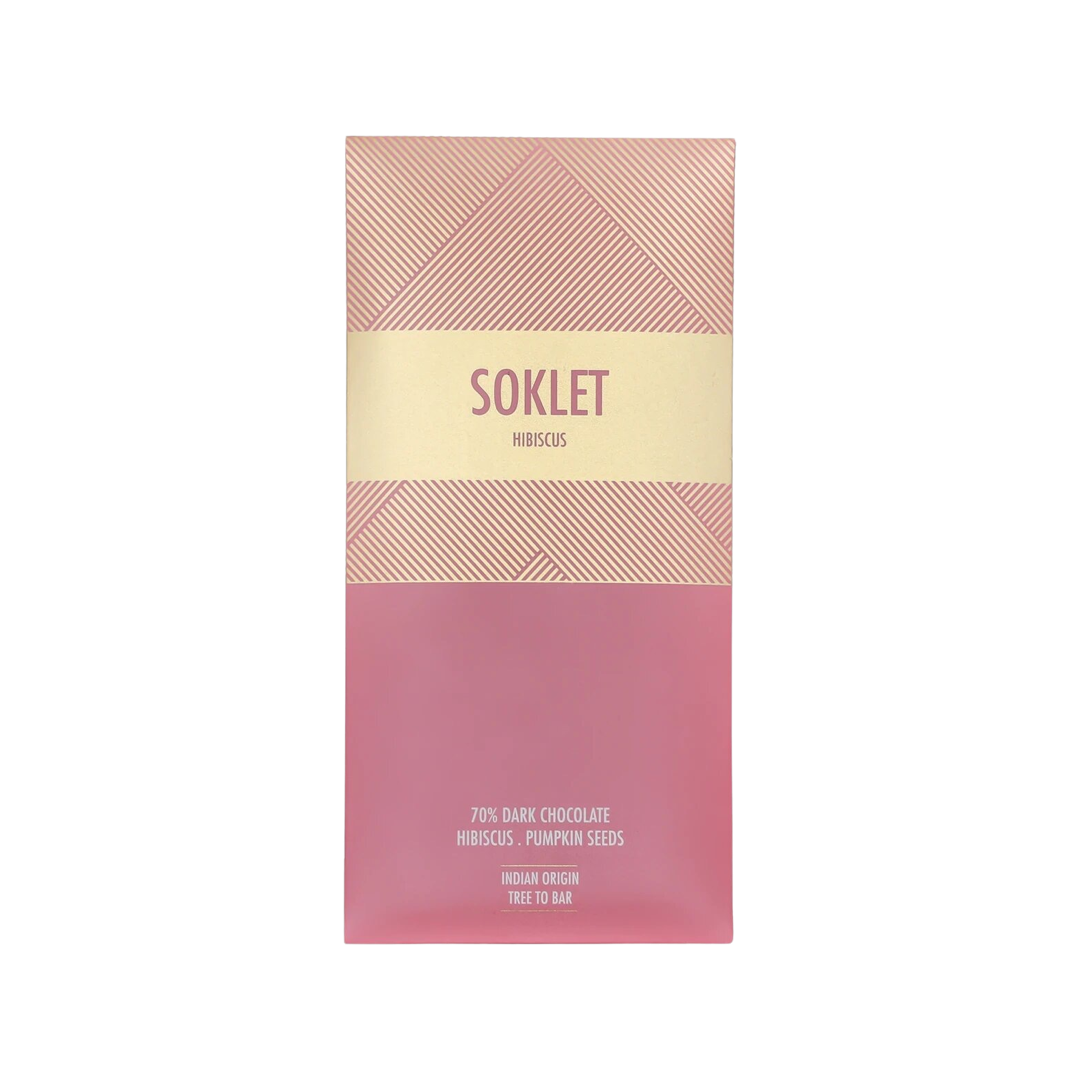 Soklet - Chocolat noir 70% aux fleurs d'hibiscus, graines de courge et épices