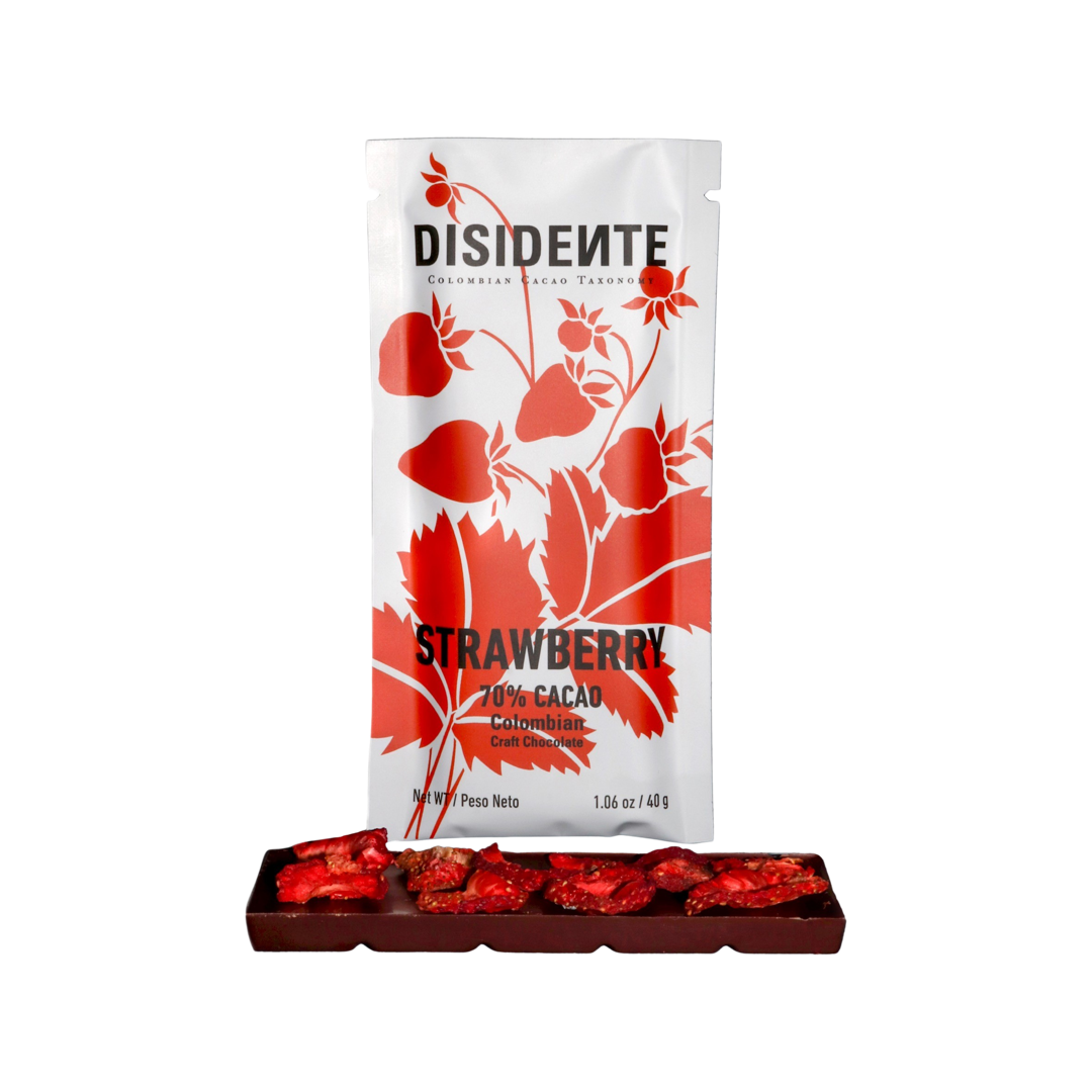 Disidente - Chocolat noir 70% avec morceaux de fraise séchée - COLOMBIE