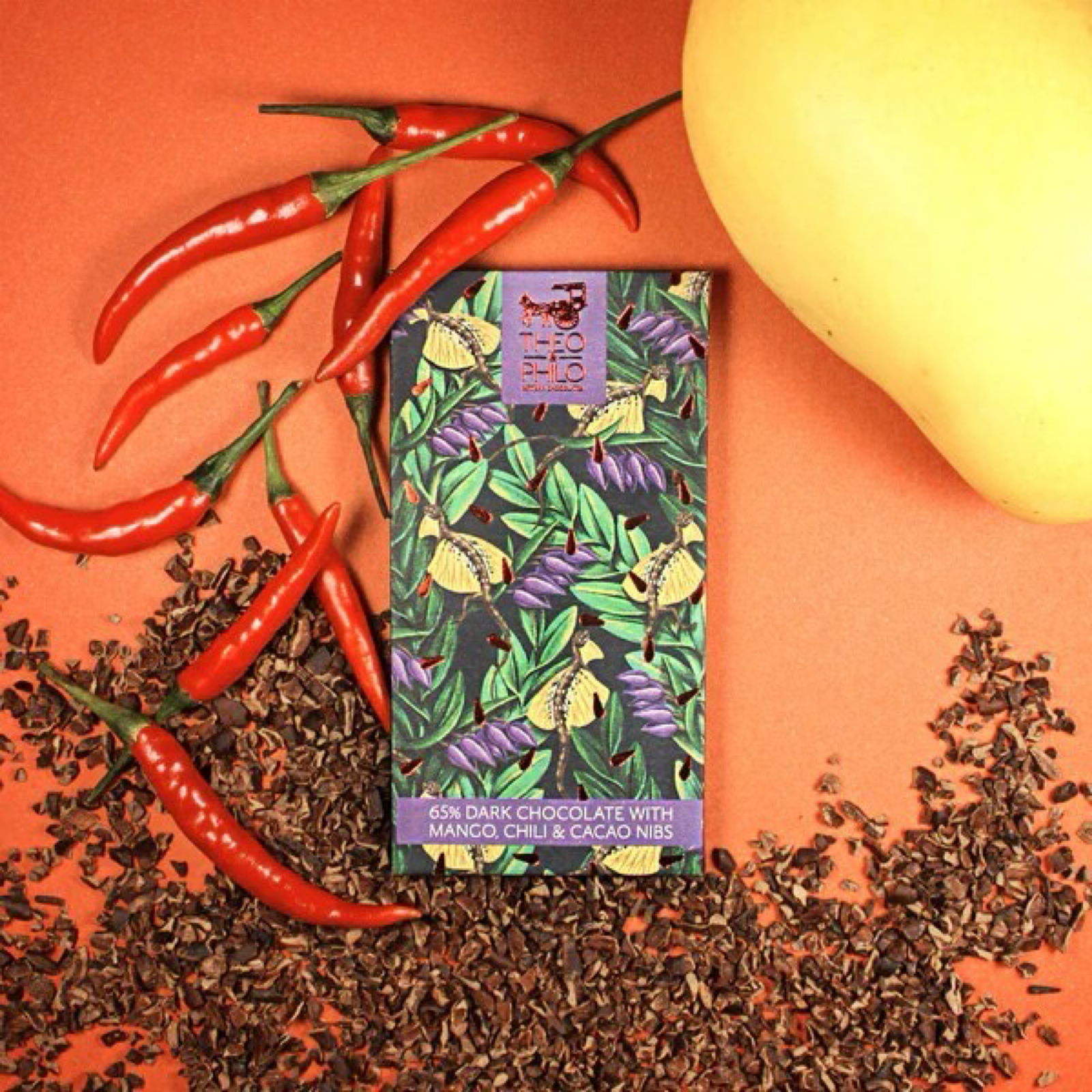 Theo & Philo - Chocolat noir 65% à la mangue, au piment et aux grué de cacao - PHILIPPINES